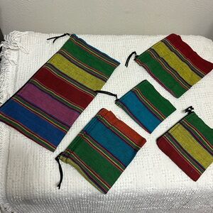 310. 🌈 Multi color 6 zipper bag set various sizes